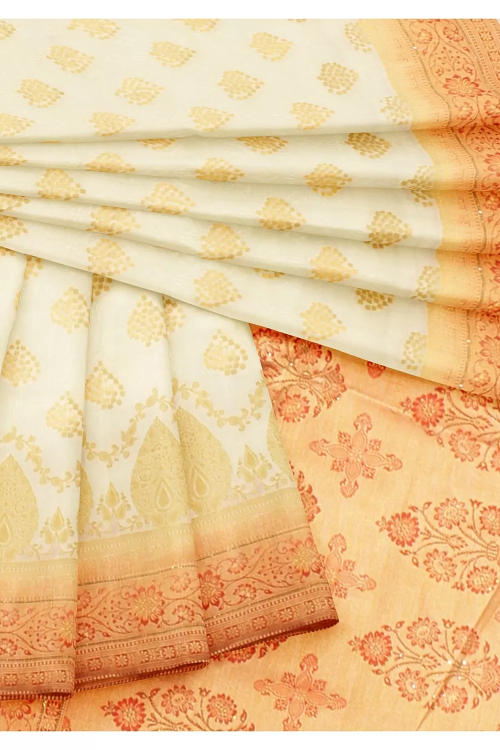 Off White Colour Soft Silk Saree