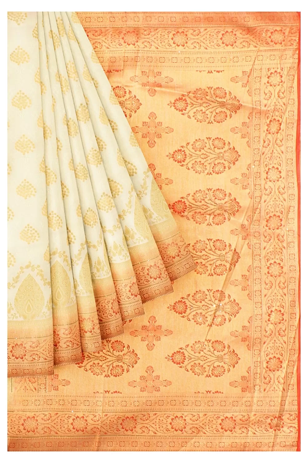 Off White Colour Soft Silk Saree