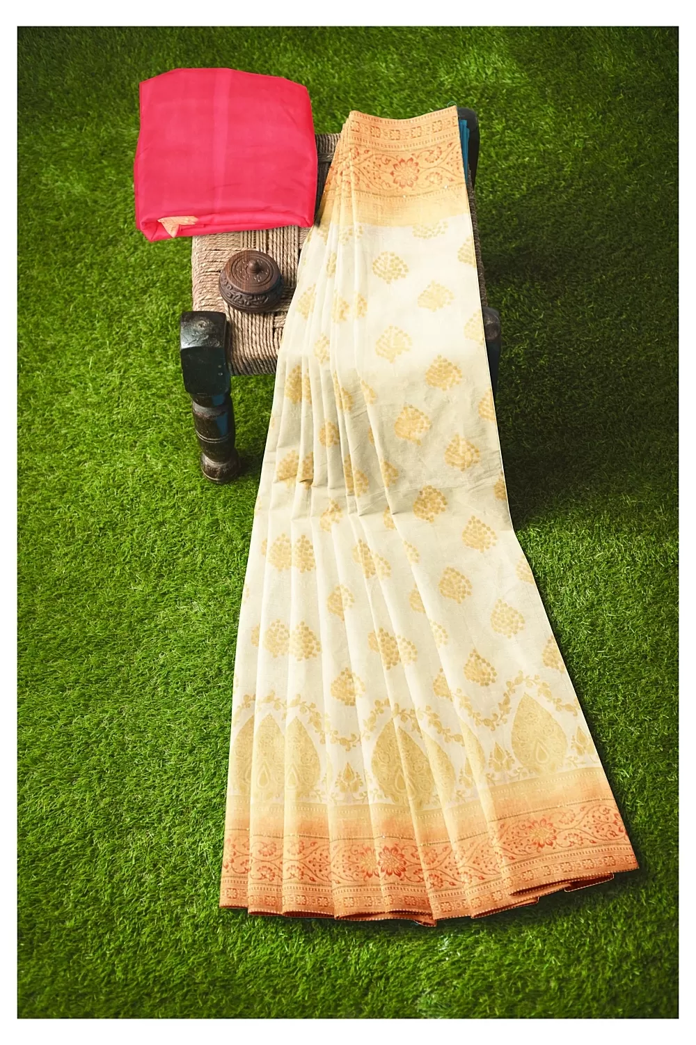 Off White Colour Soft Silk Saree