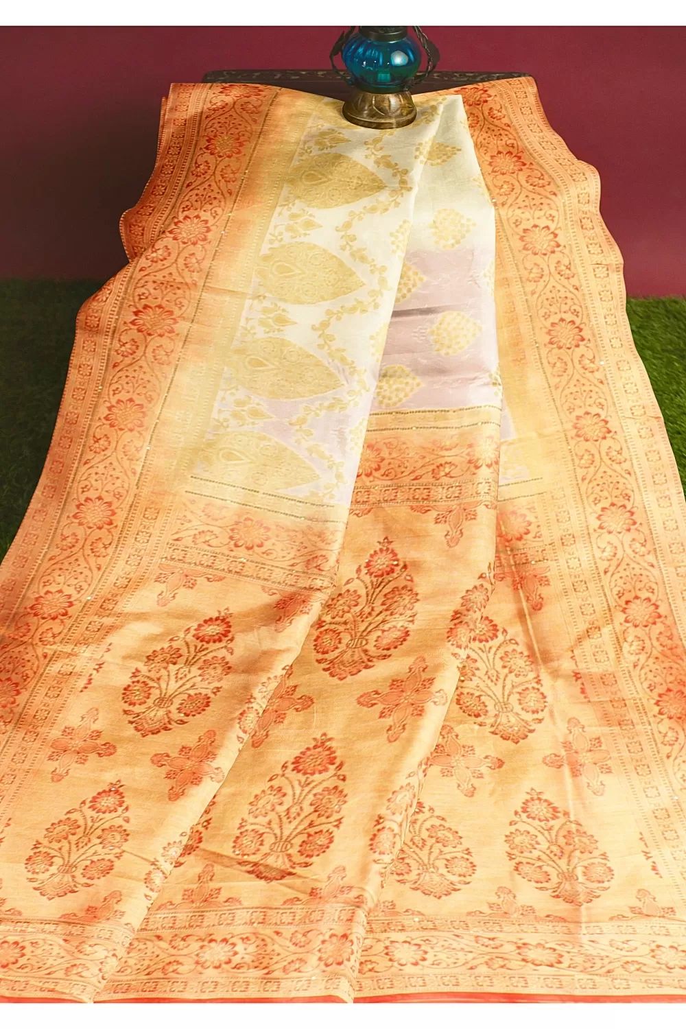 Off White Colour Soft Silk Saree