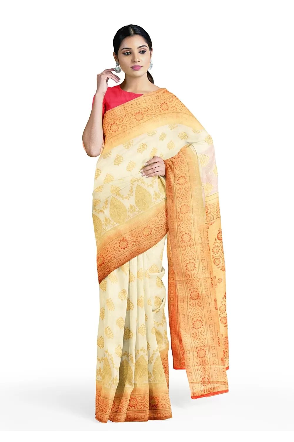 Off White Colour Soft Silk Saree