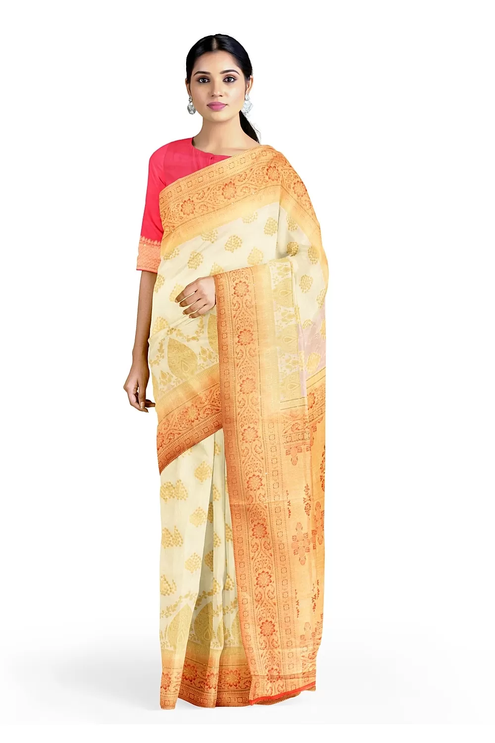 Off White Colour Soft Silk Saree