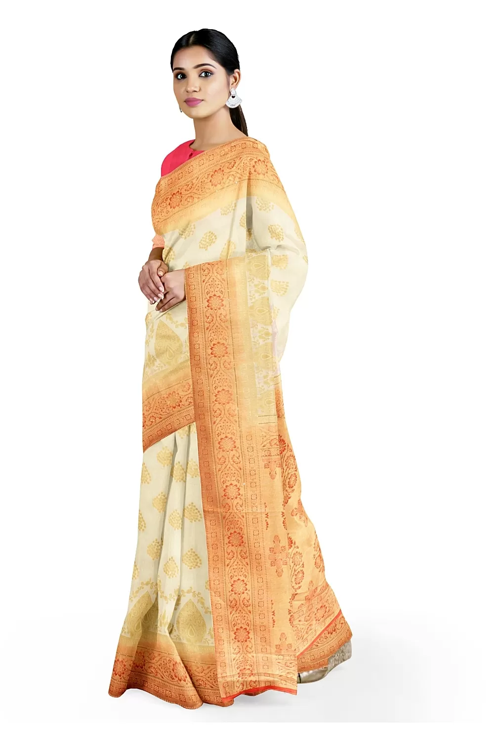 Off White Colour Soft Silk Saree