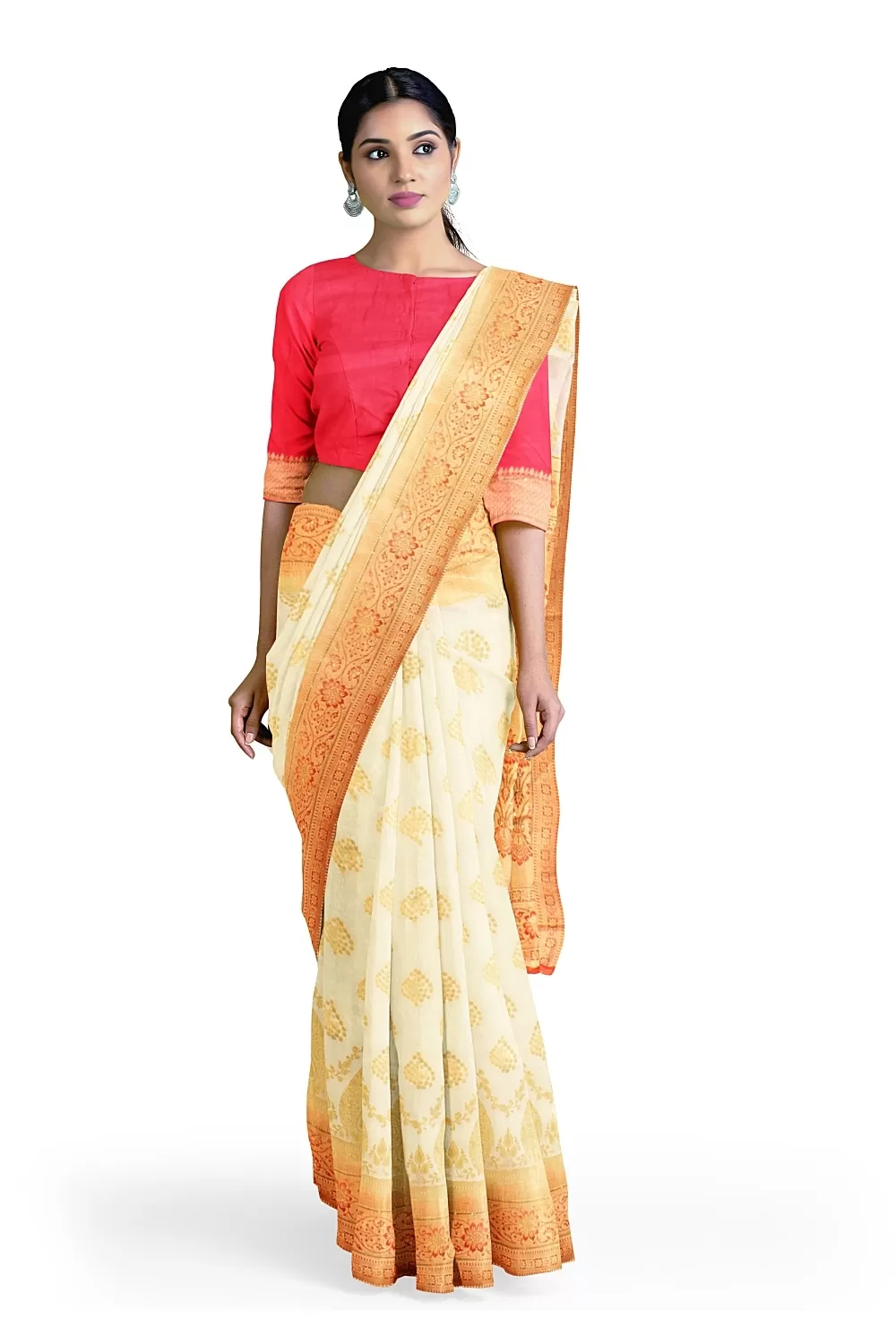 Off White Colour Soft Silk Saree