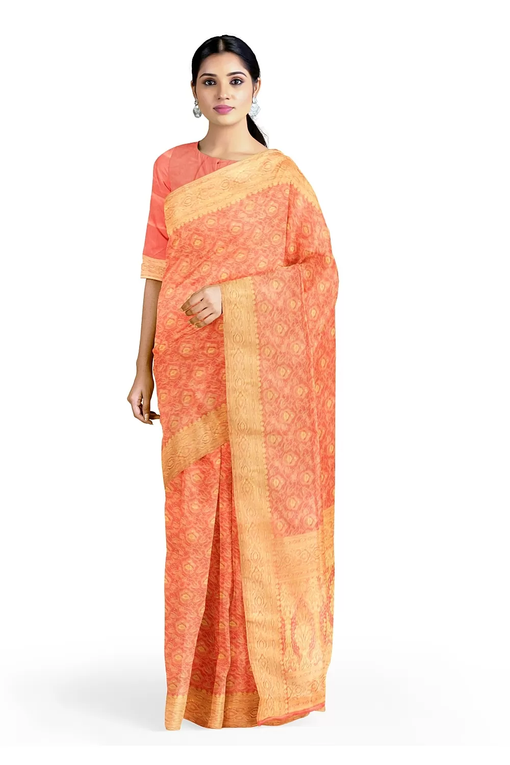 Peach Colour Soft Silk Saree