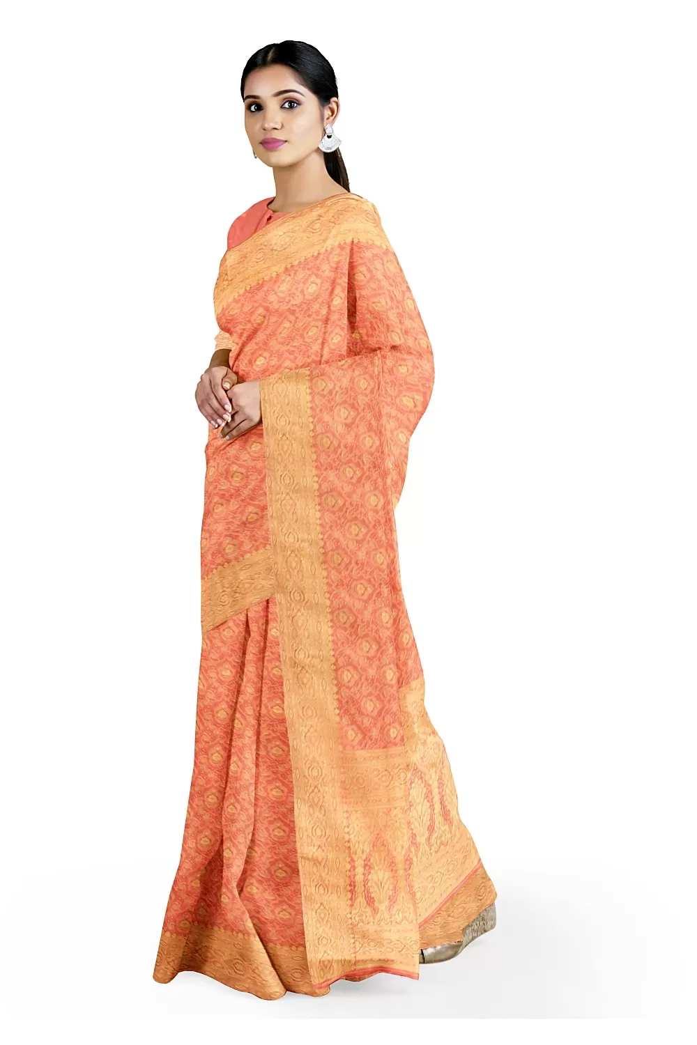 Peach Colour Soft Silk Saree