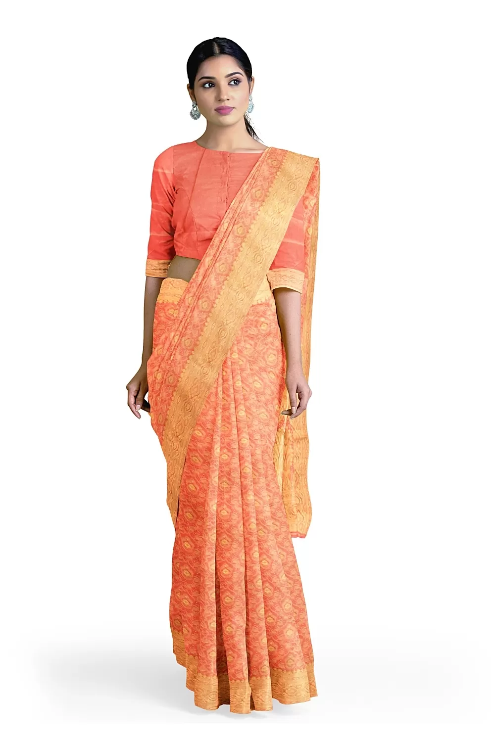 Peach Colour Soft Silk Saree