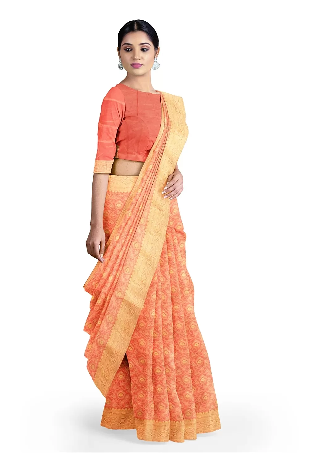 Peach Colour Soft Silk Saree