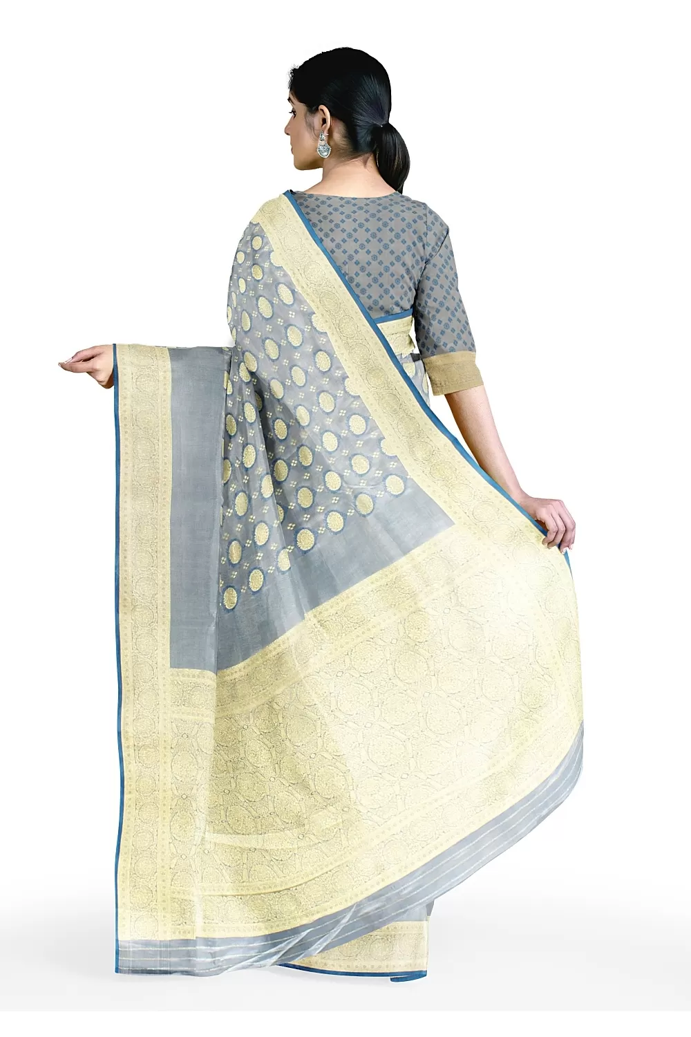 Steal Grey Soft Silk Saree