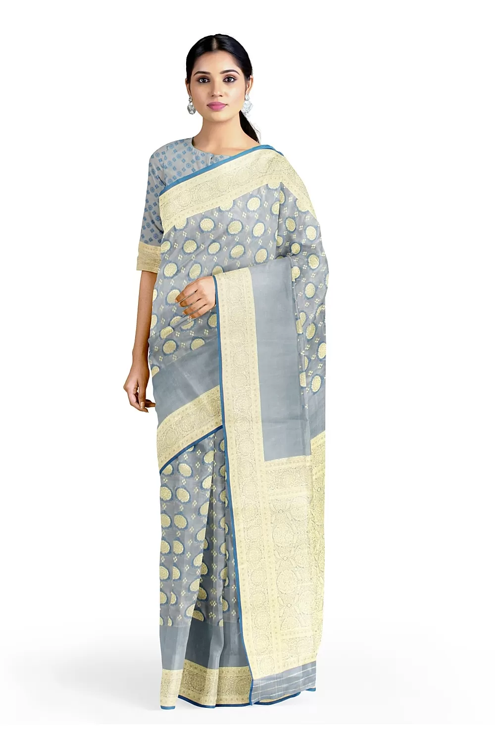 Steal Grey Soft Silk Saree