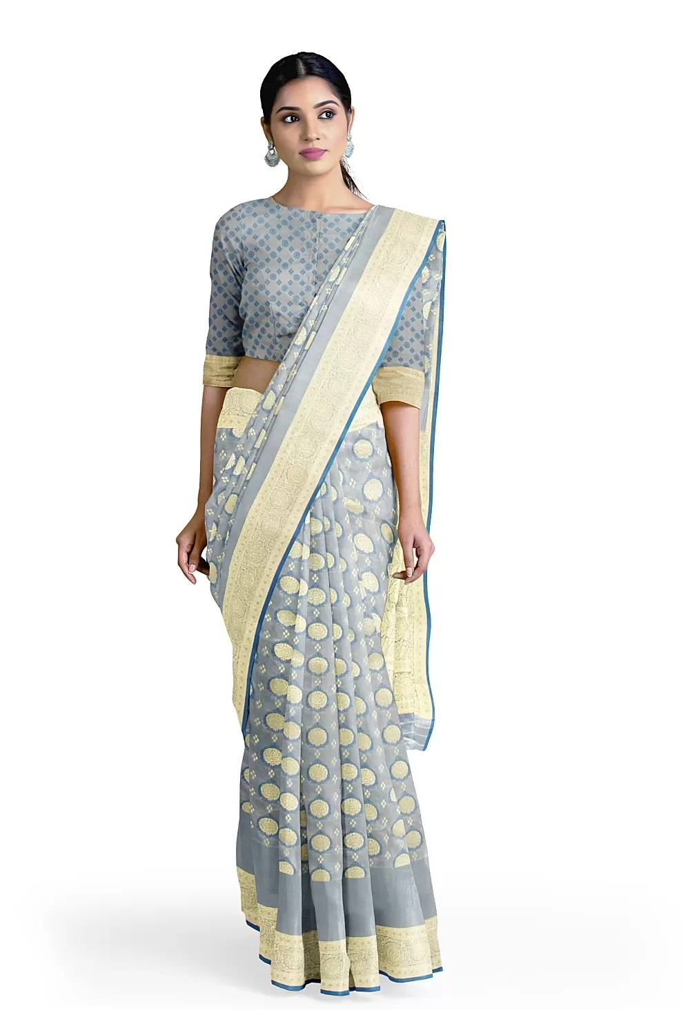 Steal Grey Soft Silk Saree