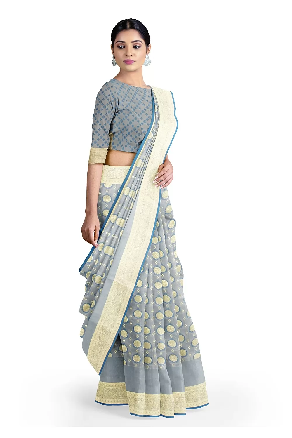 Steal Grey Soft Silk Saree