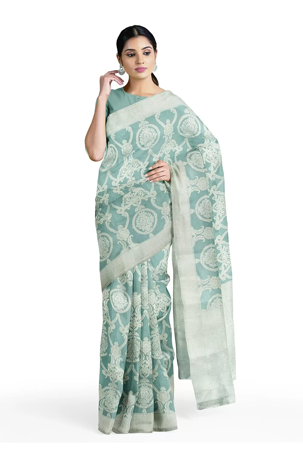 Sea Green Colour Soft Silk Saree