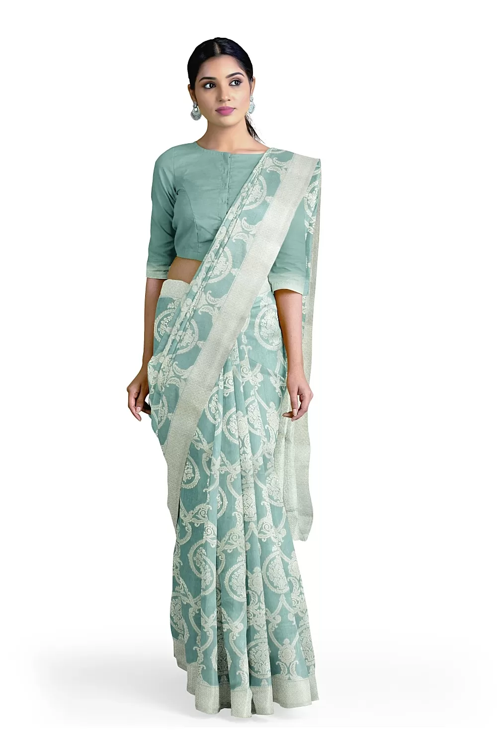 Sea Green Colour Soft Silk Saree