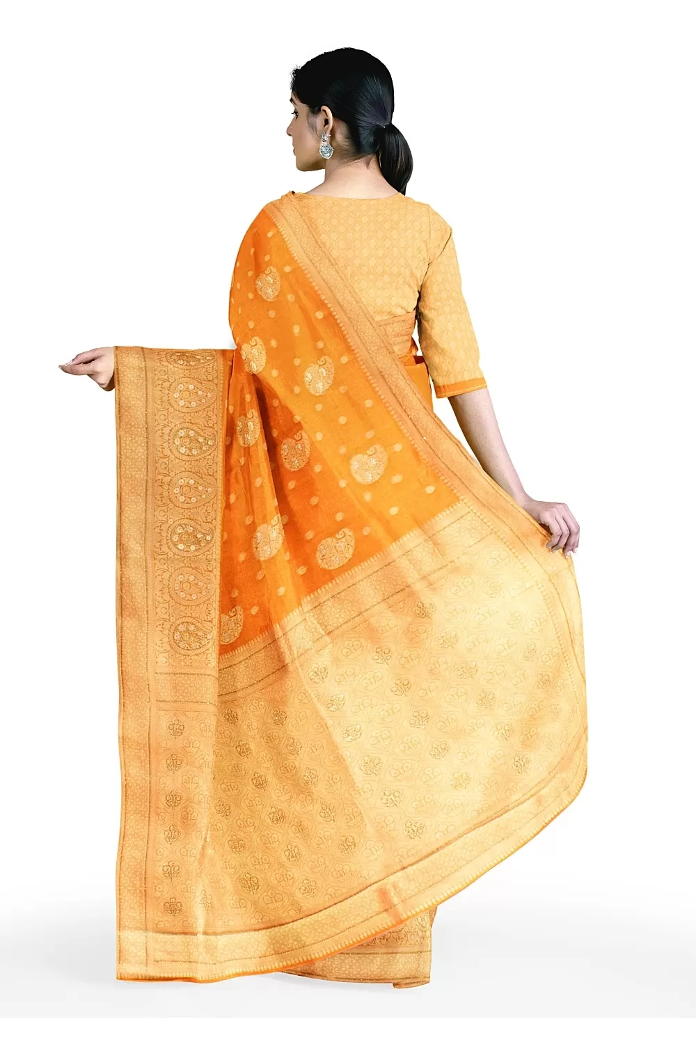 Orange Colour Organza Saree