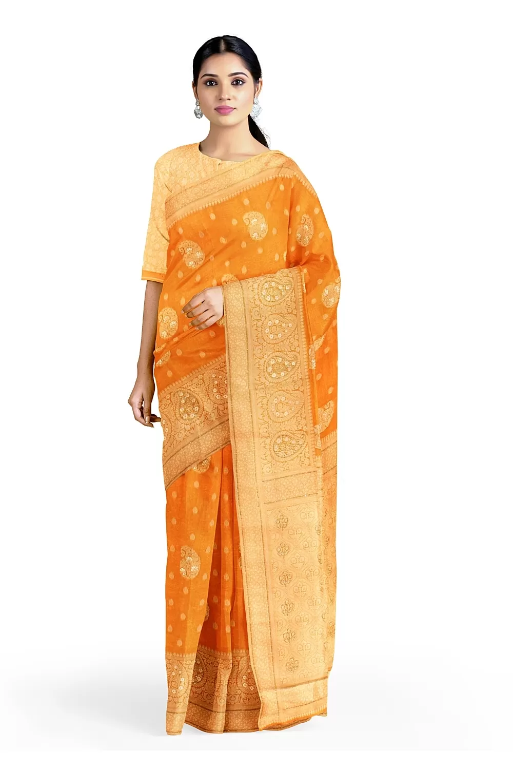 Orange Colour Organza Saree