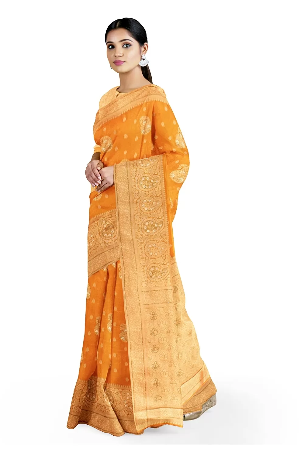 Orange Colour Organza Saree