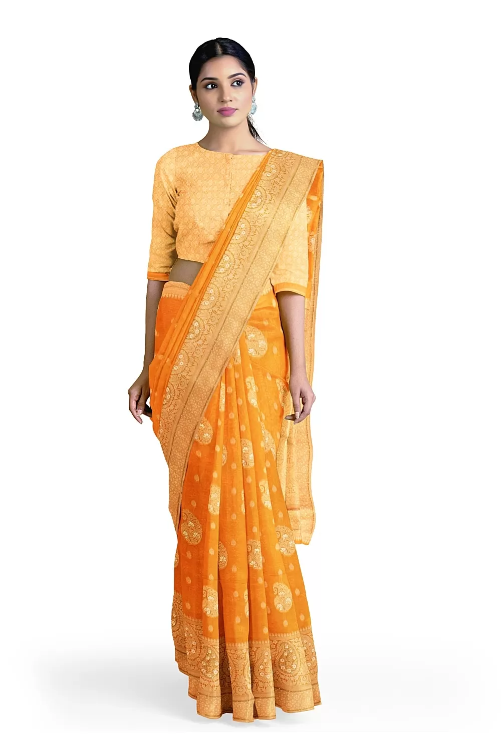 Orange Colour Organza Saree