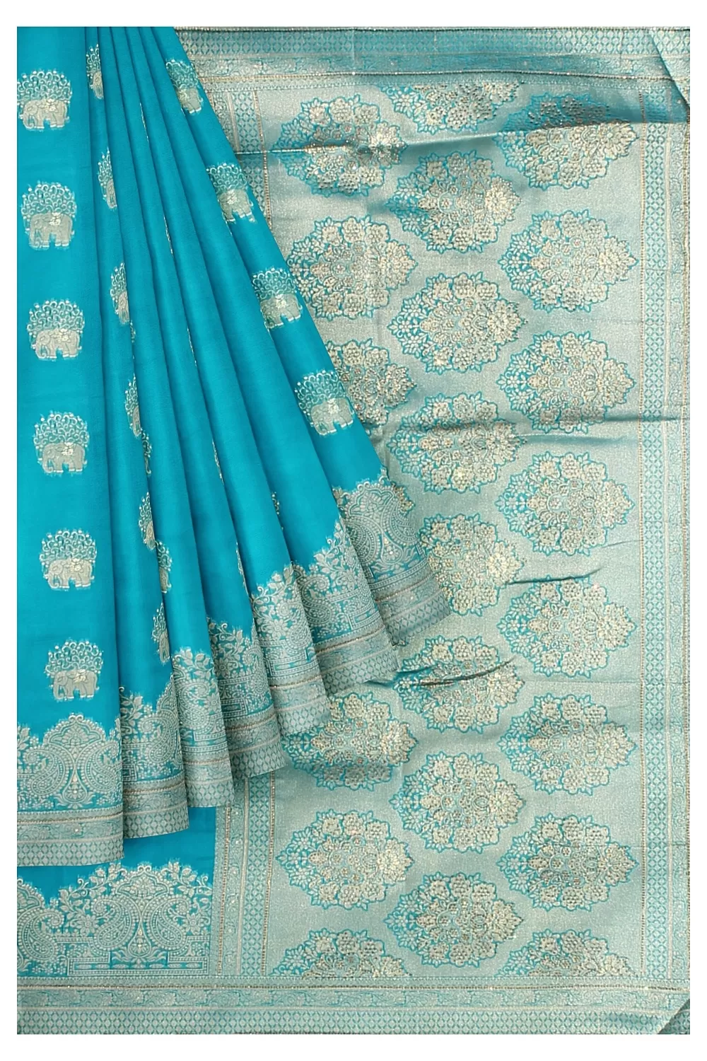 Firoji Colour Organza Saree