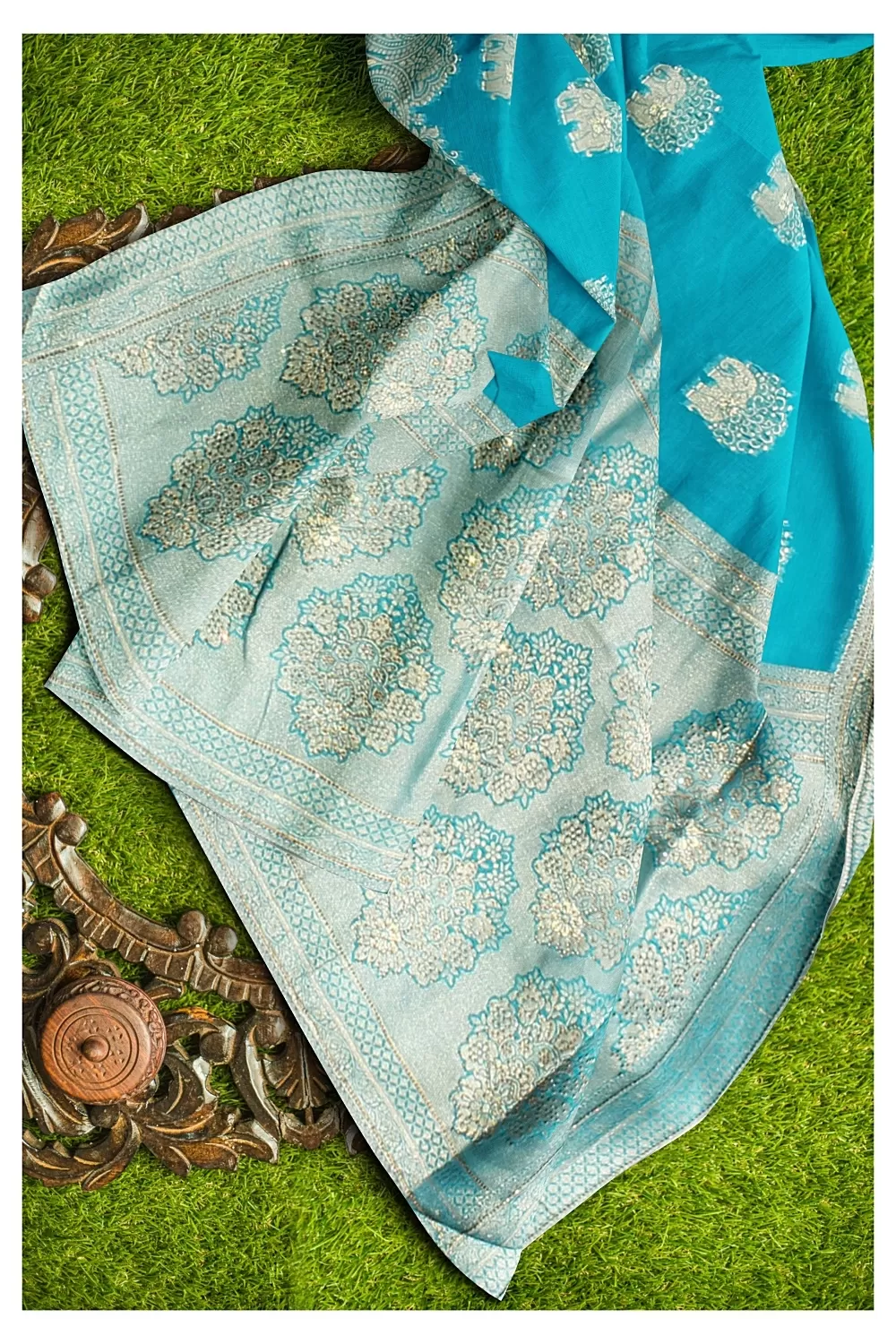 Firoji Colour Organza Saree