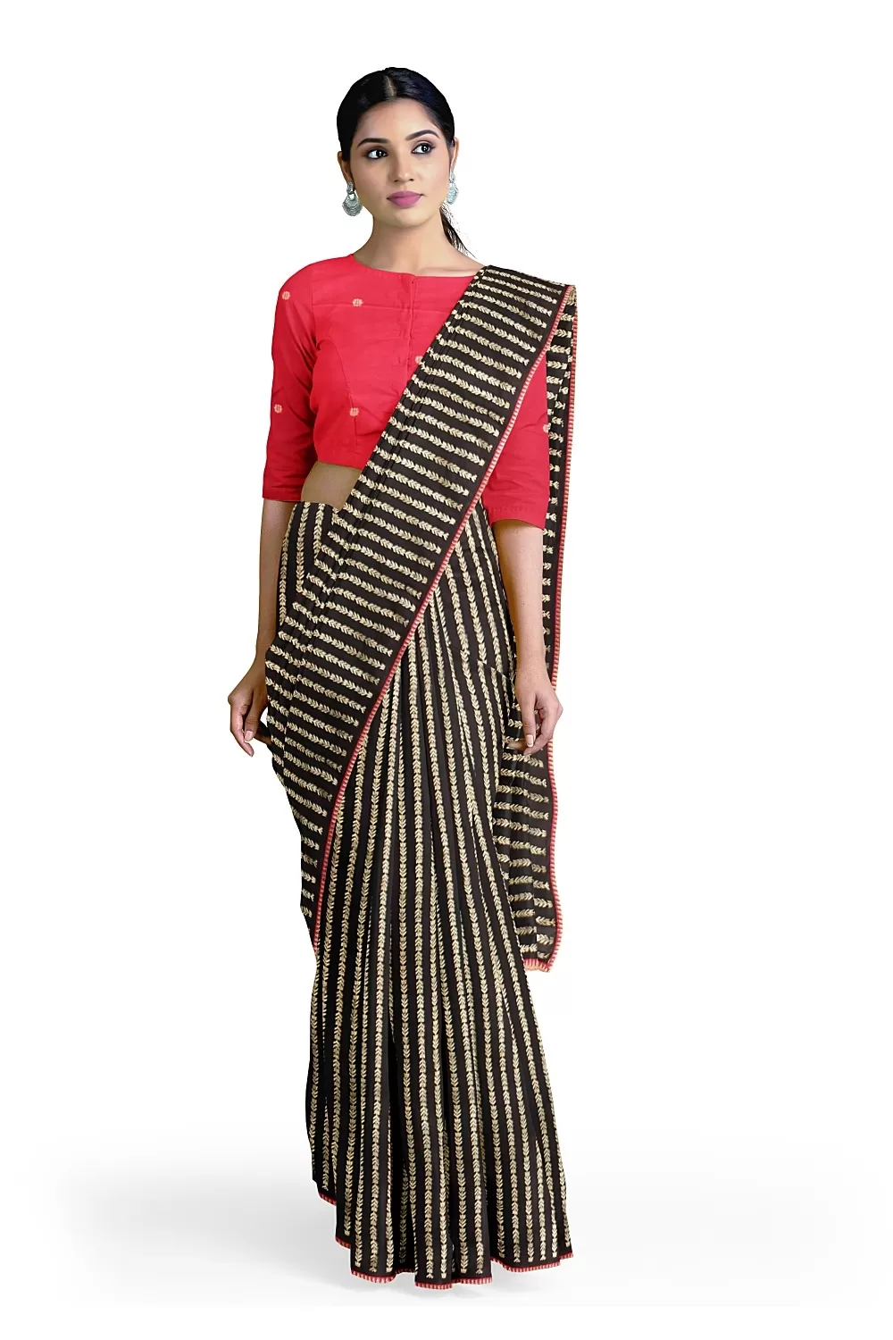 Black Colour Raw Silk Saree