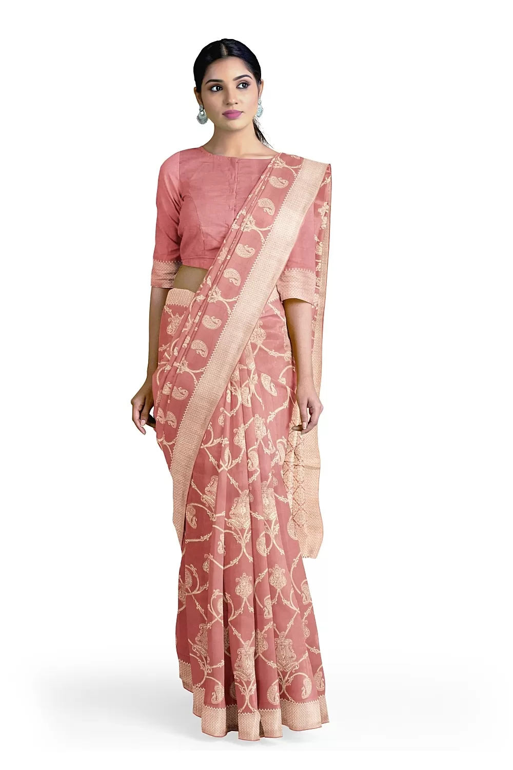 Rust Colour Soft Silk Saree