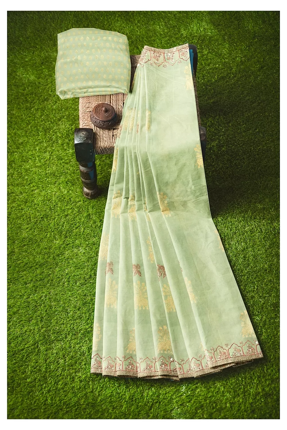 Pista Green Silk Saree