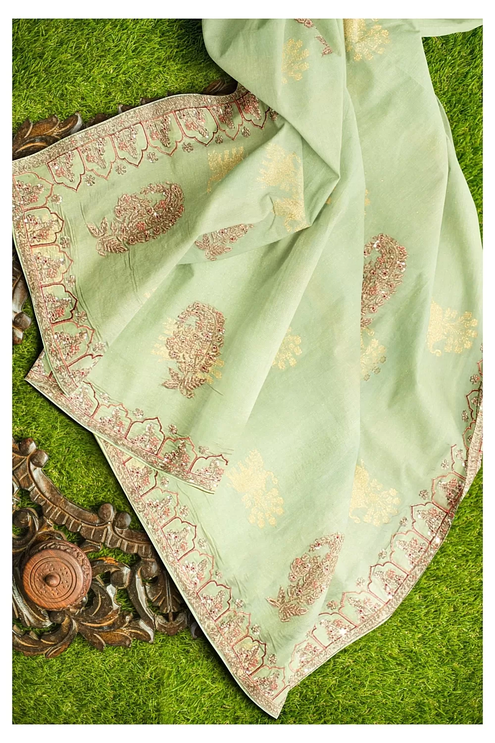 Pista Green Silk Saree