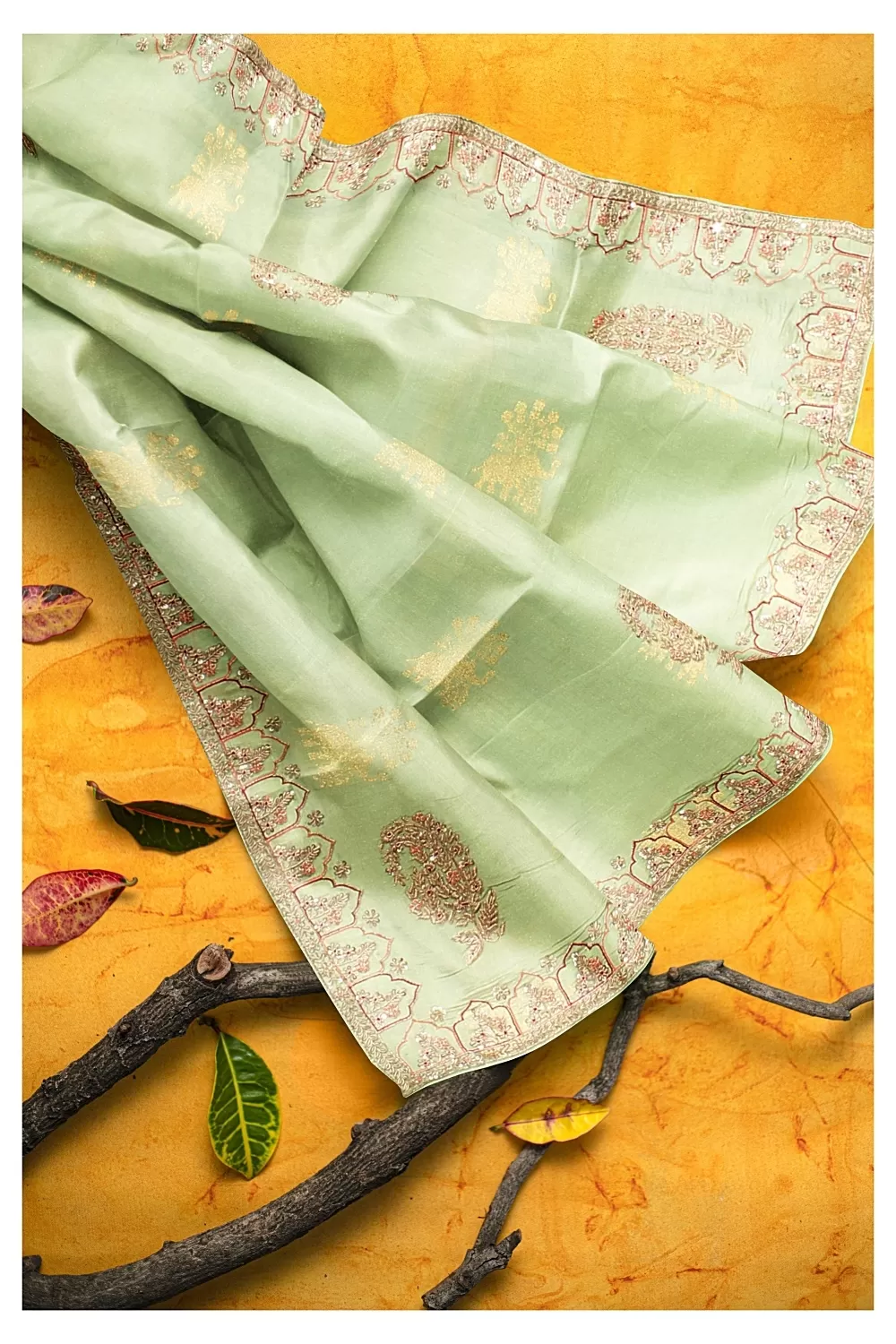 Pista Green Silk Saree