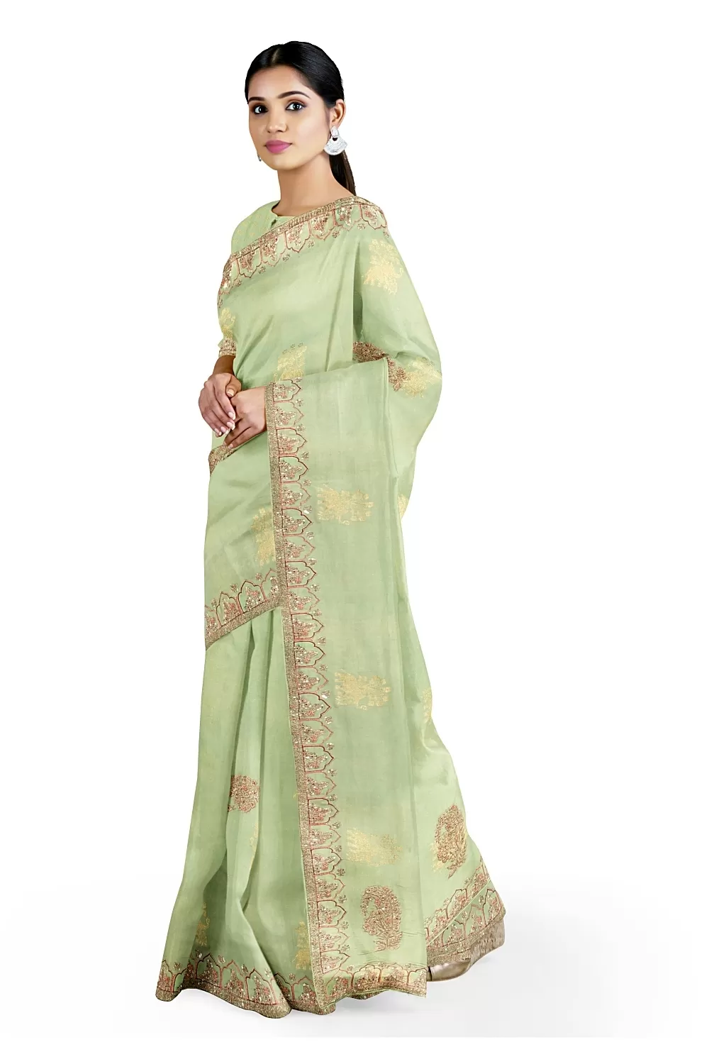 Pista Green Silk Saree