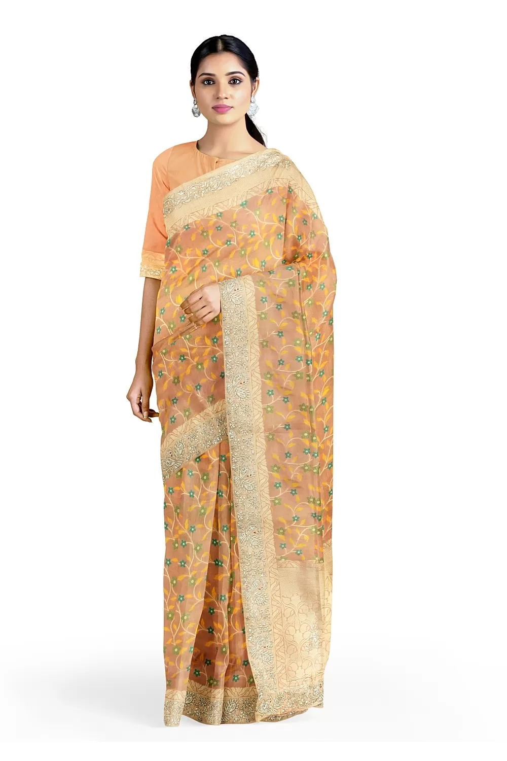 Peach Colour Soft Silk Saree