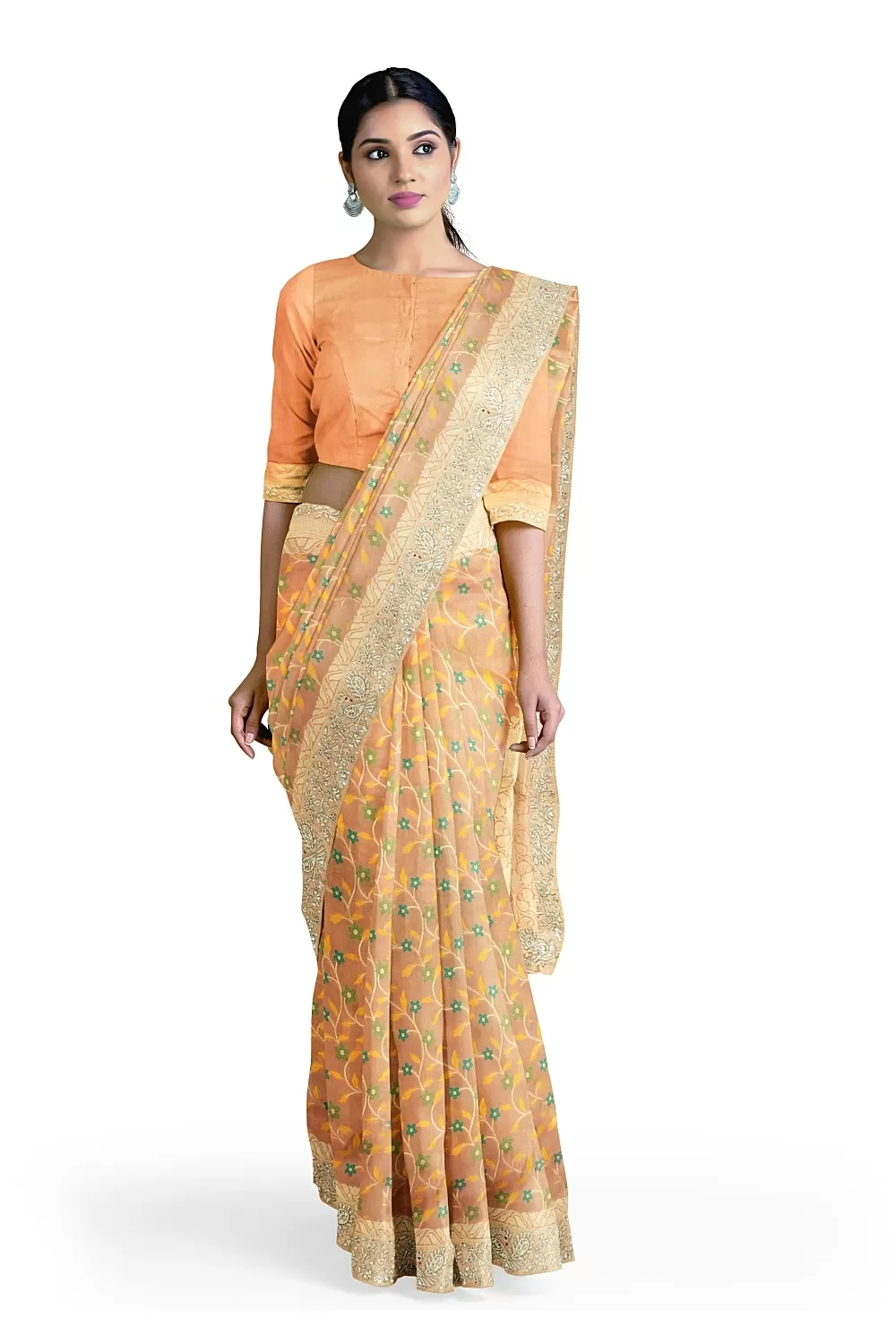 Peach Colour Soft Silk Saree