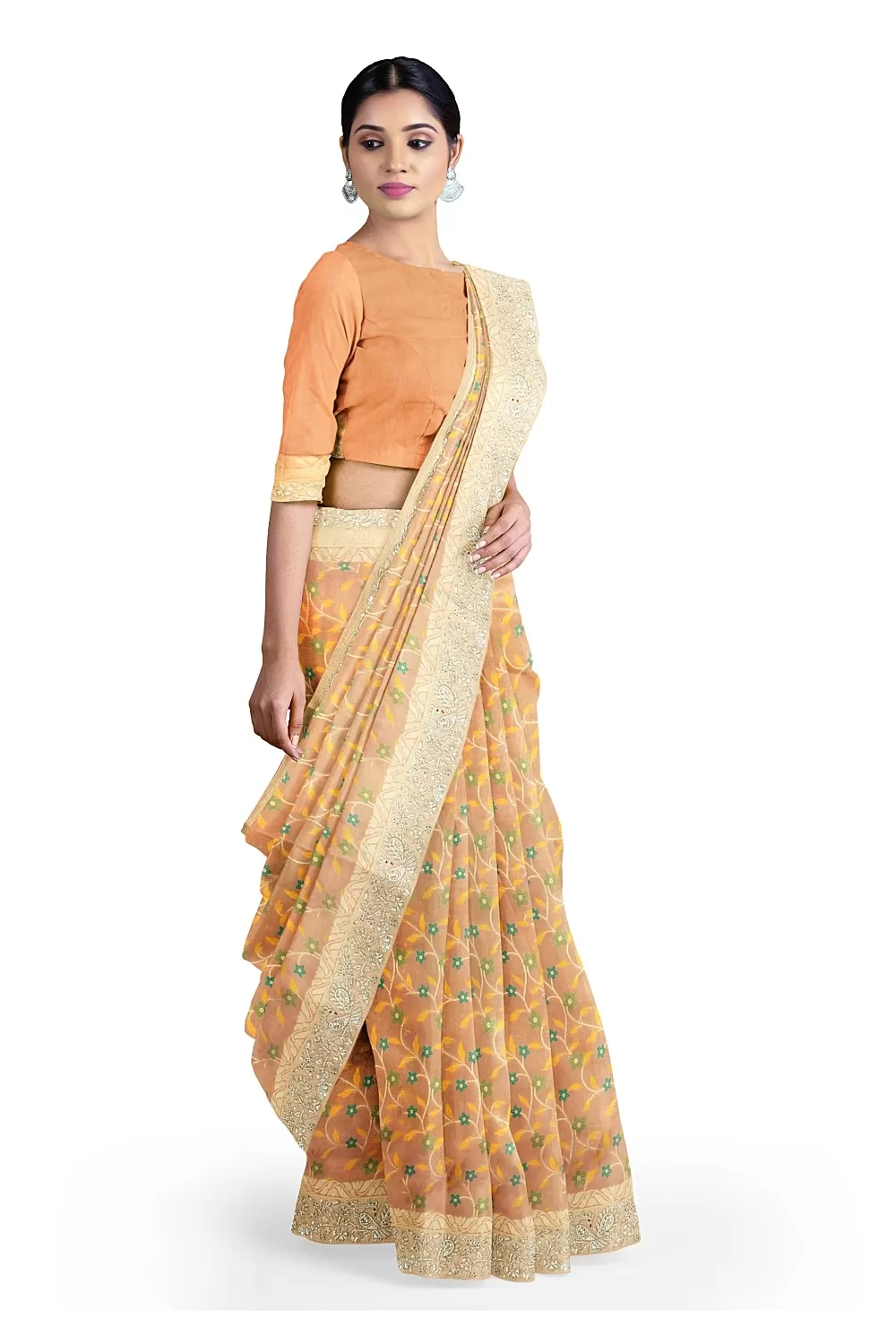 Peach Colour Soft Silk Saree