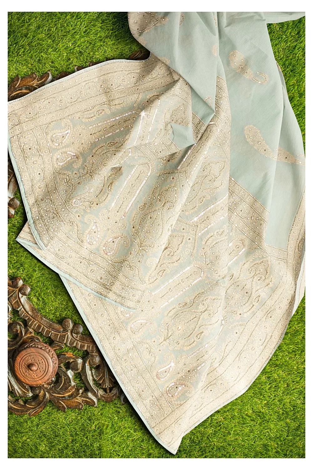 Sea Green Colour Organza Saree