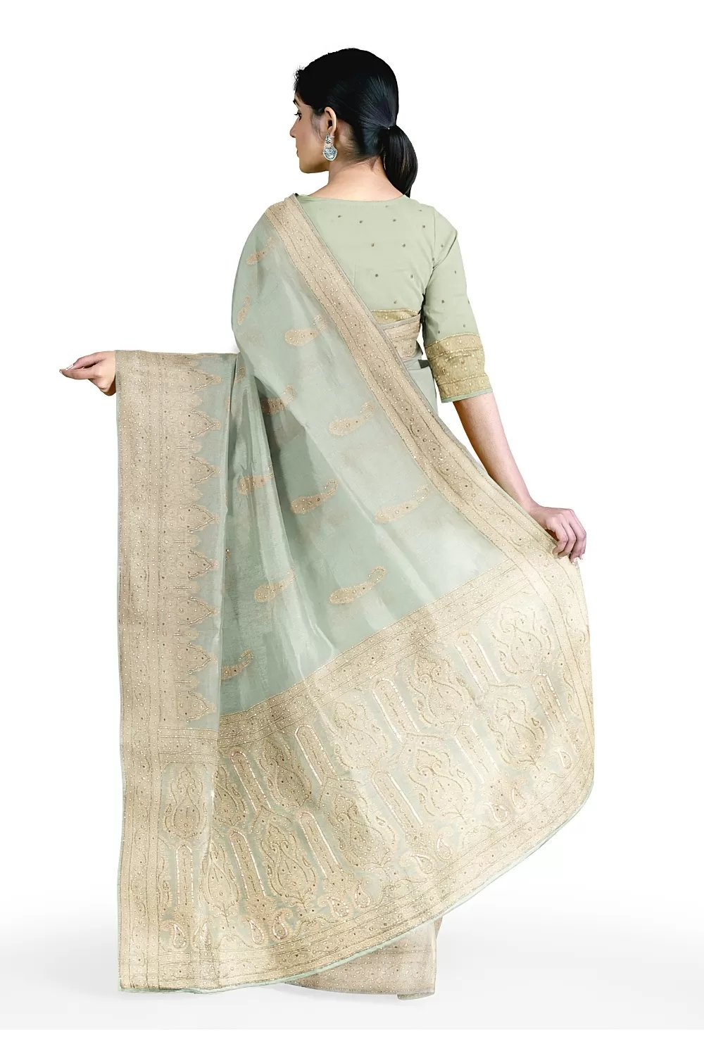 Sea Green Colour Organza Saree