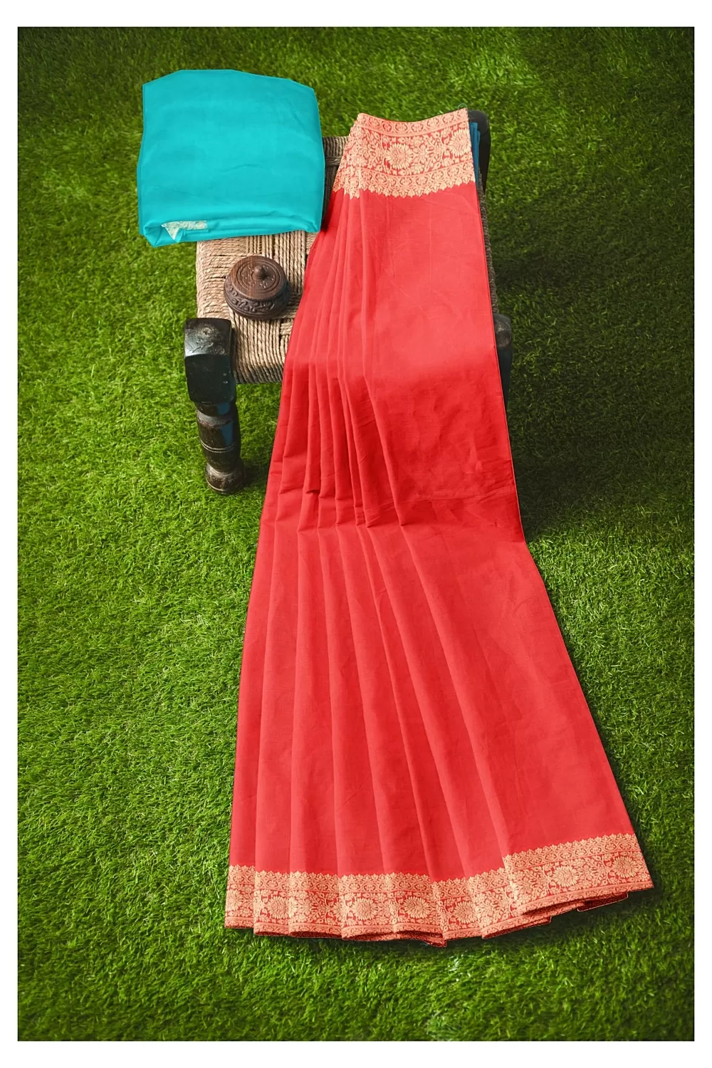 Carrot Colour Soft Silk Saree