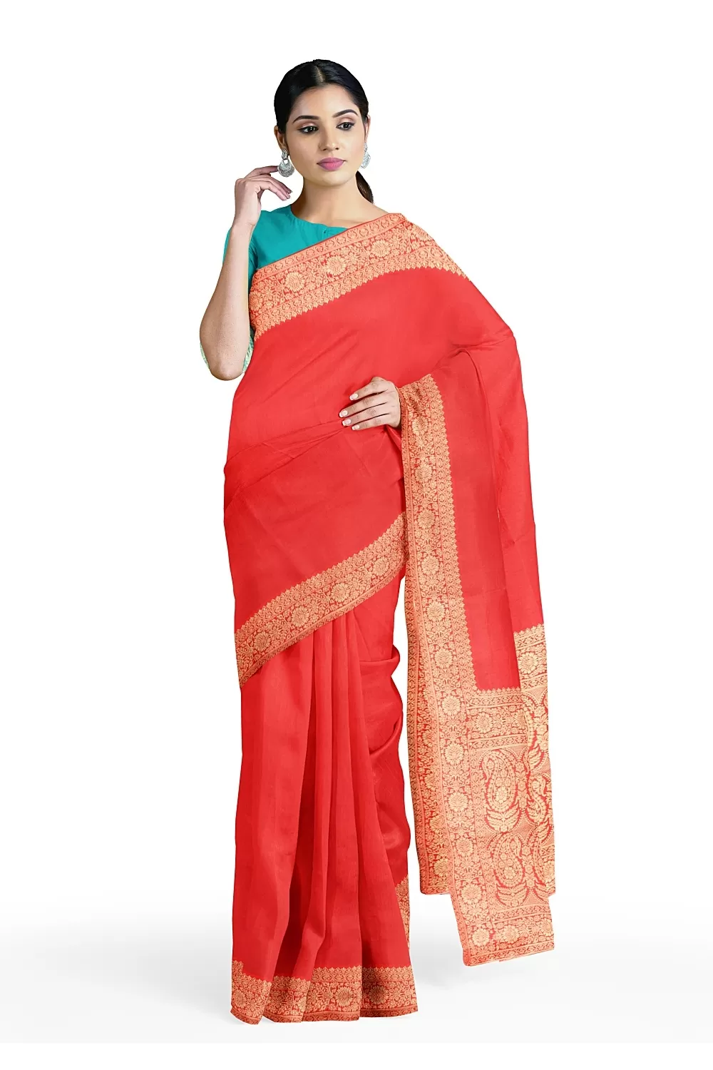 Carrot Colour Soft Silk Saree