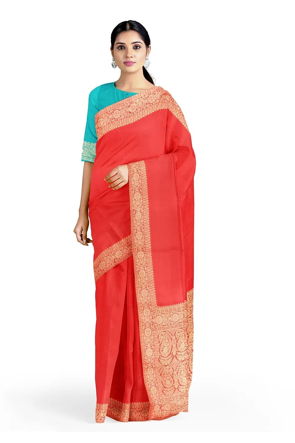 Carrot Colour Soft Silk Saree