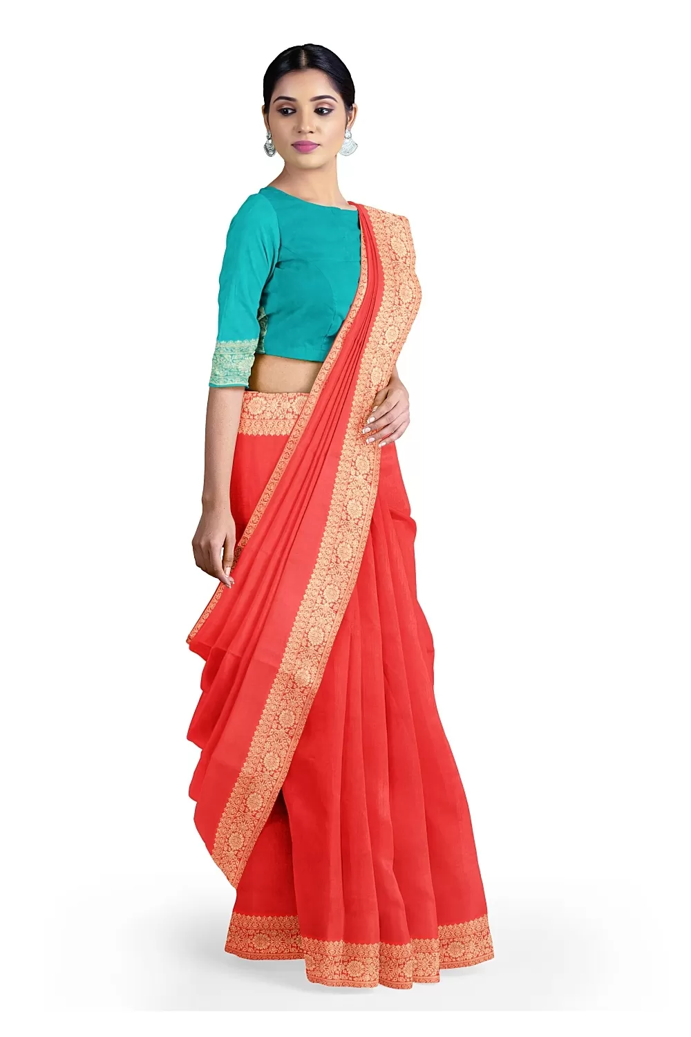 Carrot Colour Soft Silk Saree