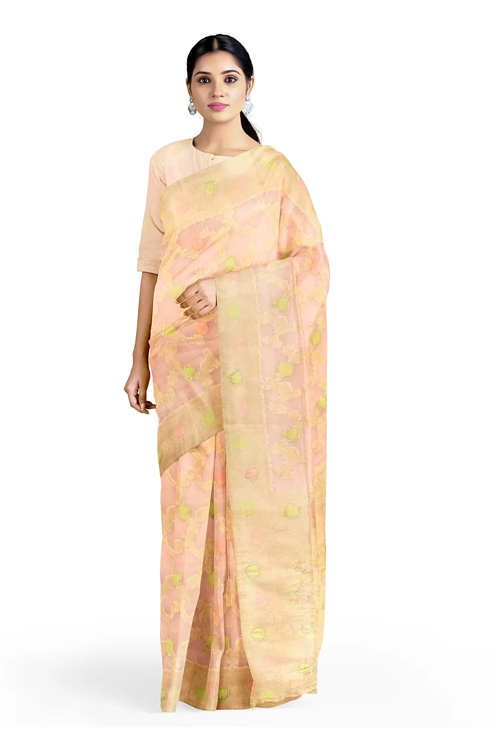 Peach Colour Organza Saree