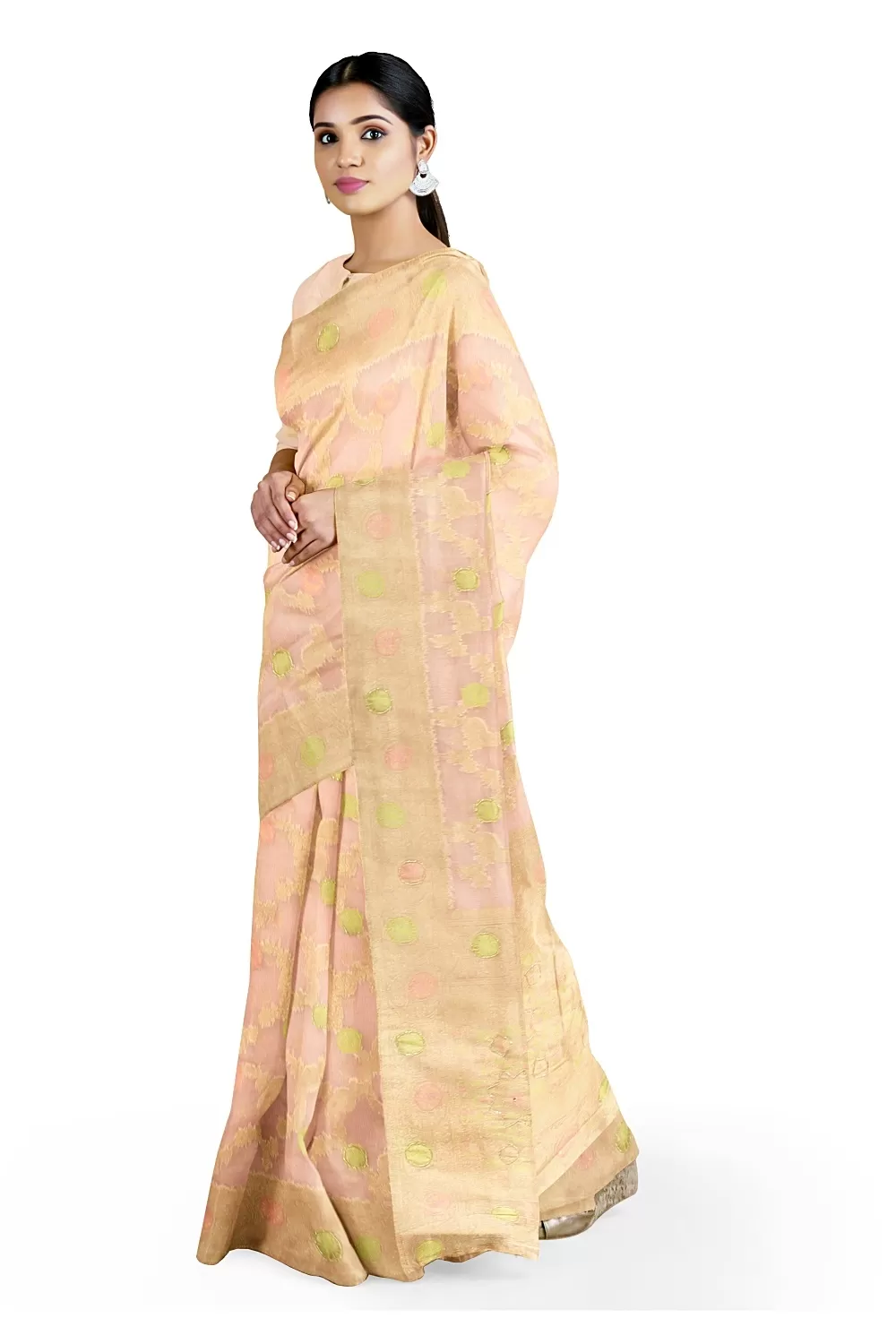 Peach Colour Organza Saree