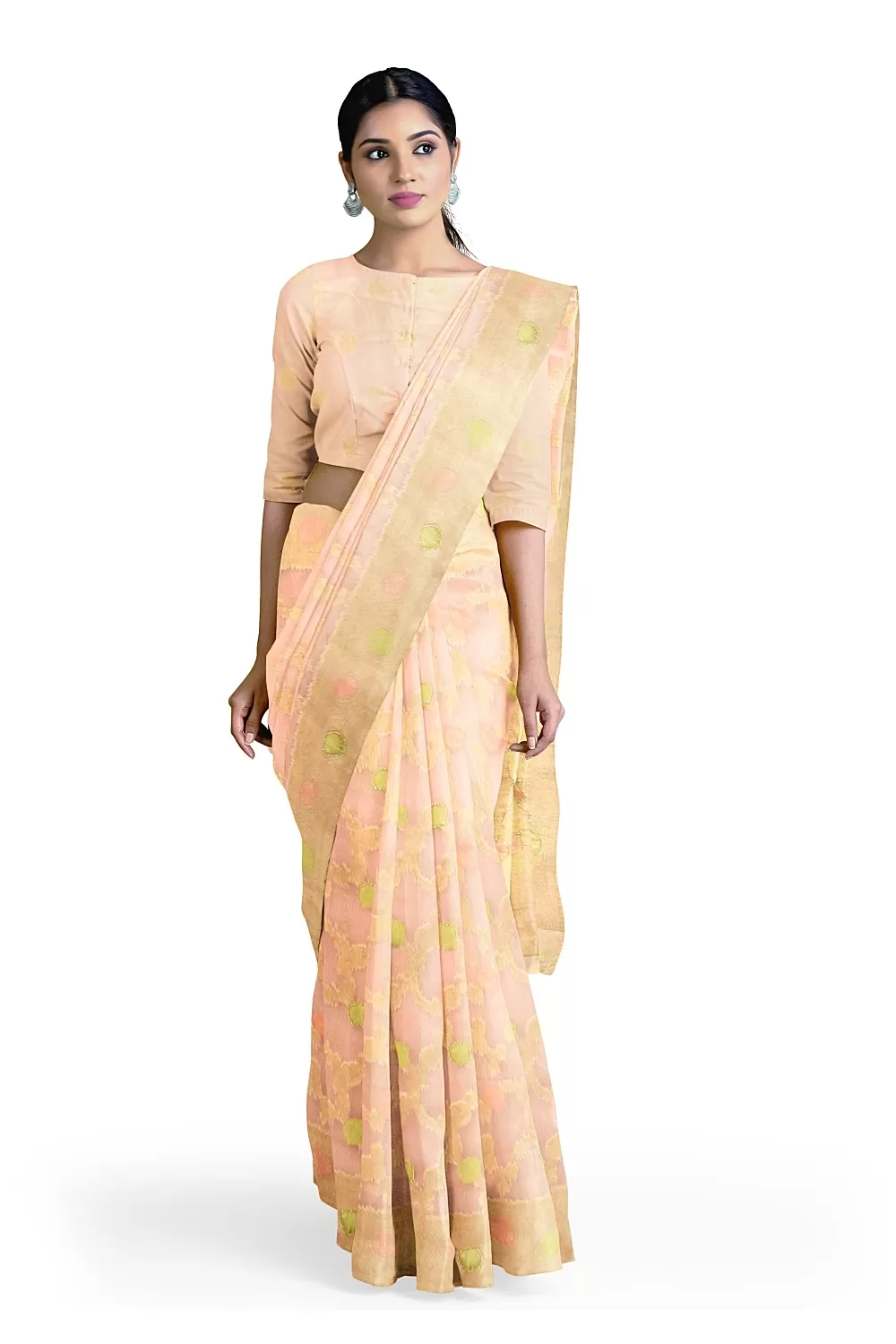 Peach Colour Organza Saree