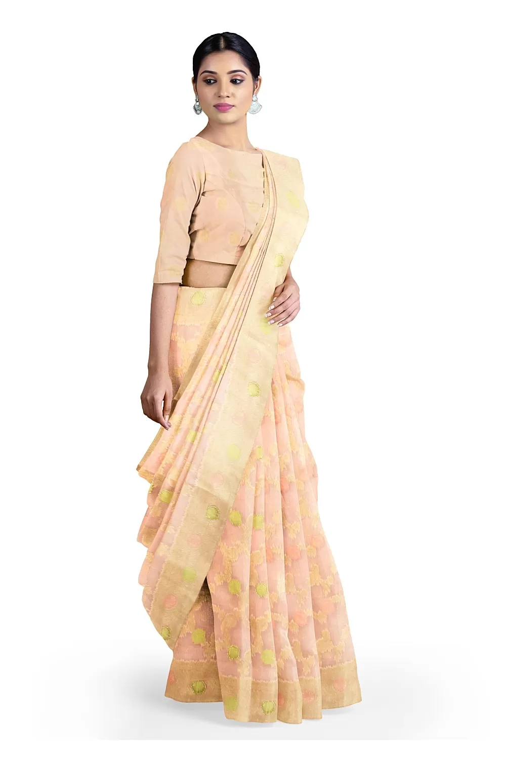 Peach Colour Organza Saree