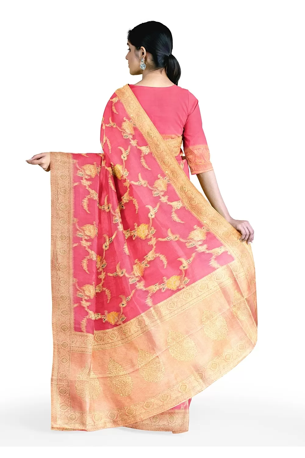 Pink Colour Organza Saree