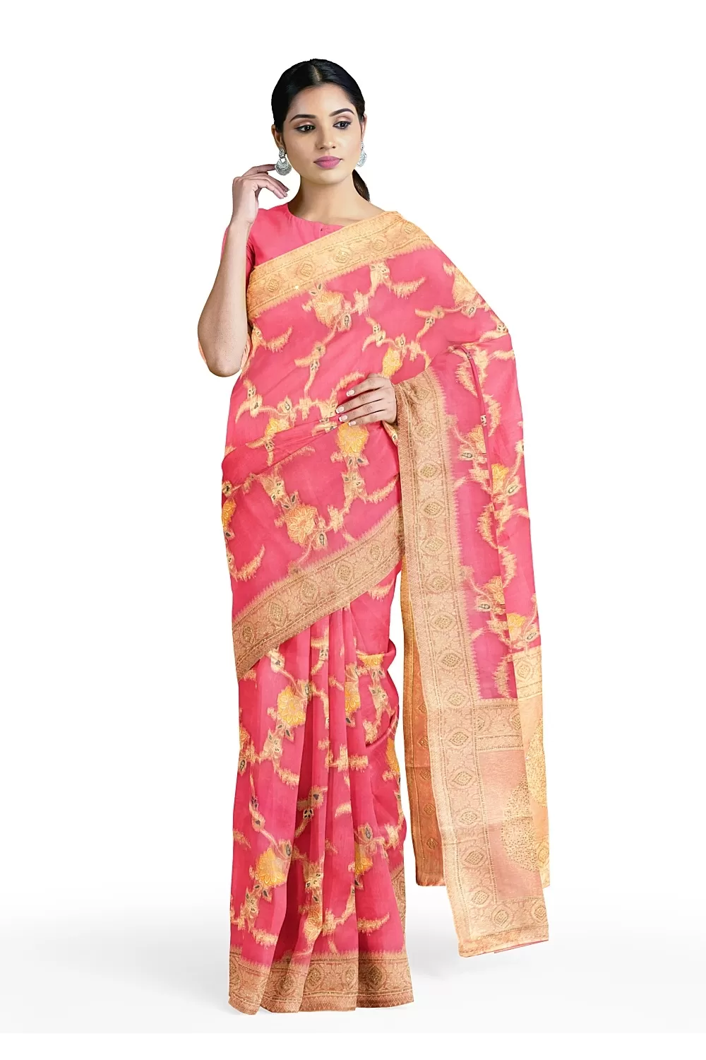 Pink Colour Organza Saree