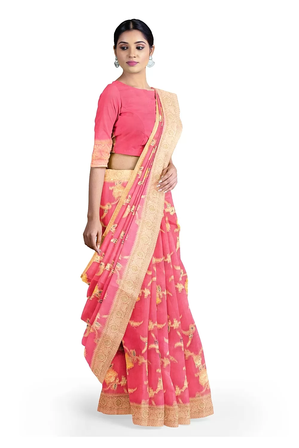 Pink Colour Organza Saree