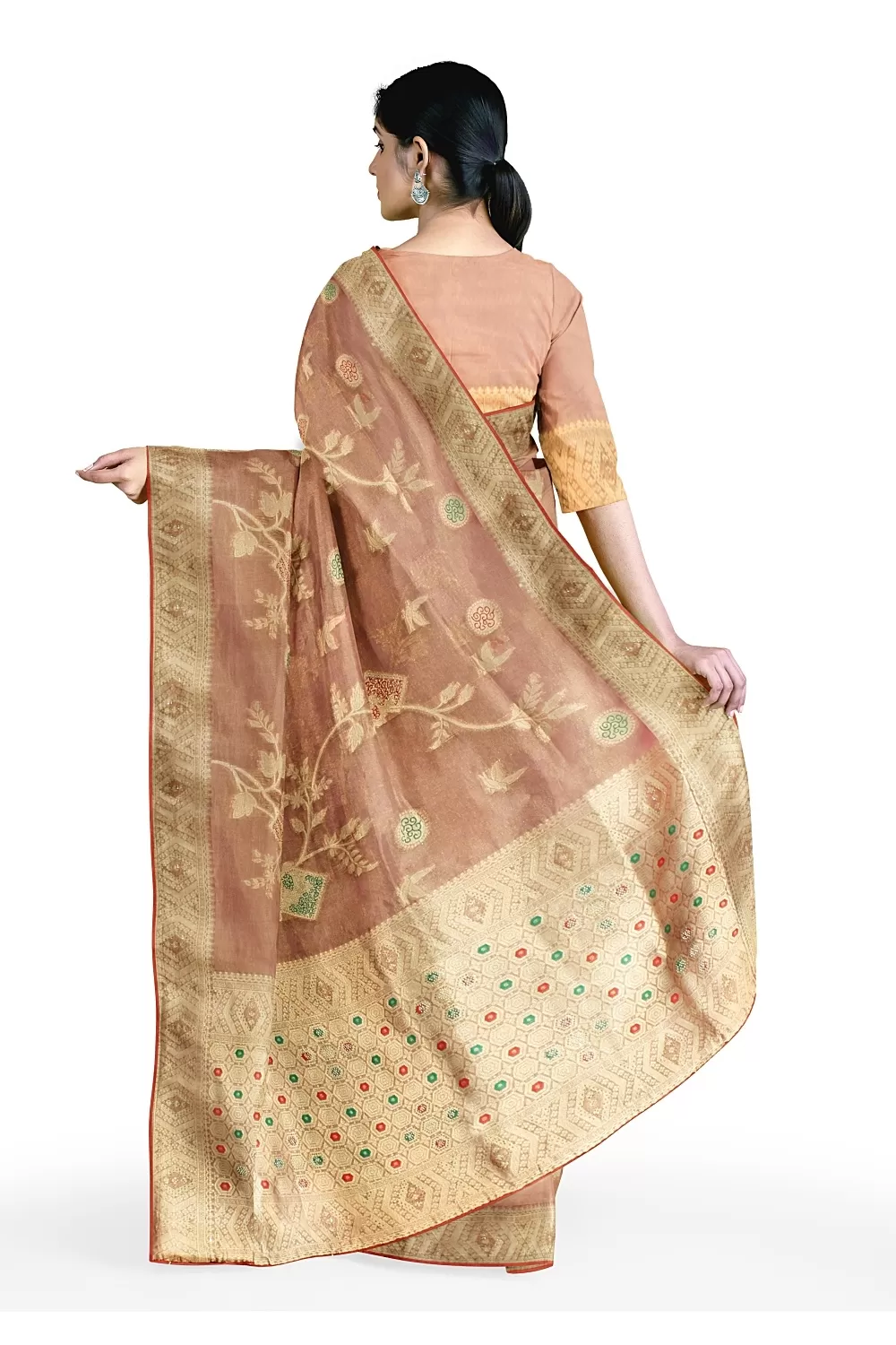 Coper Colour Tissue Silk Saree