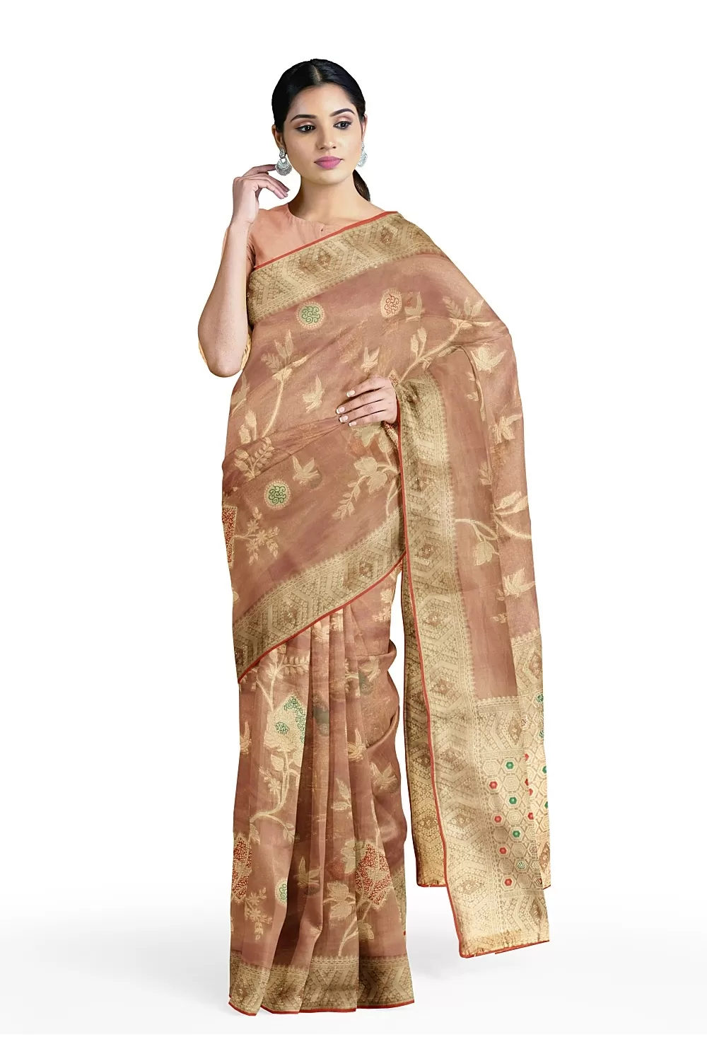 Coper Colour Tissue Silk Saree