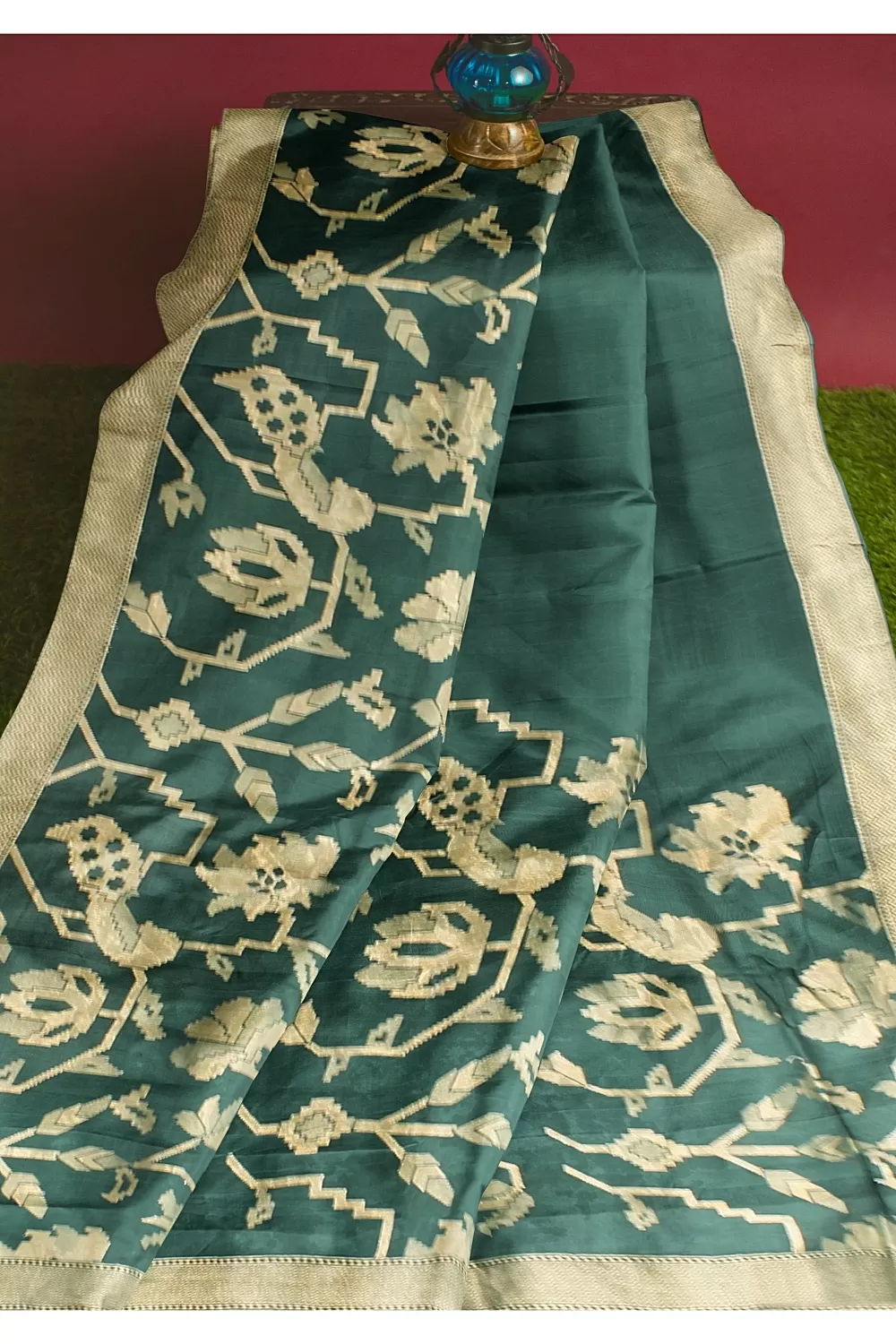 Bottle Green Soft Silk Saree