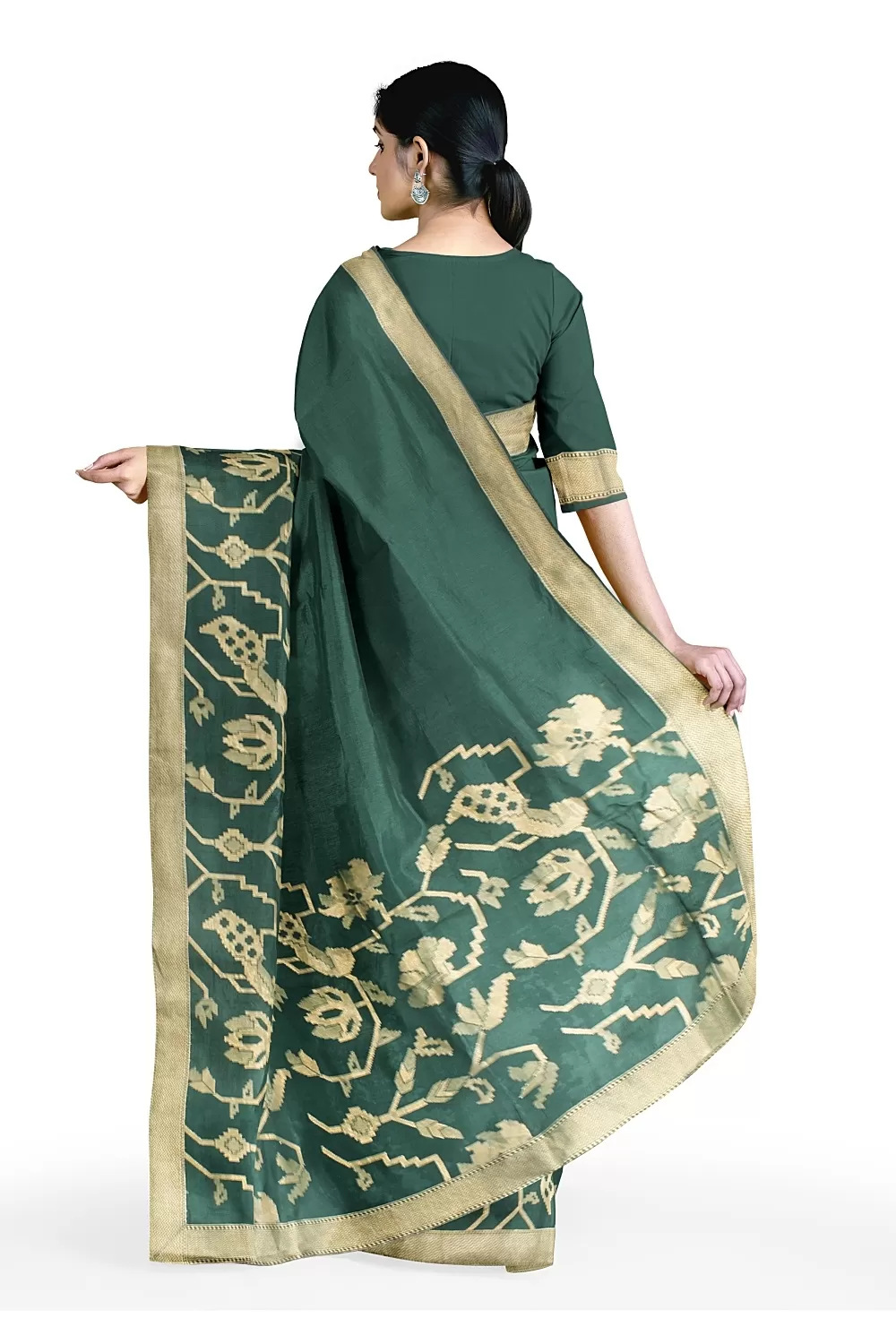 Bottle Green Soft Silk Saree